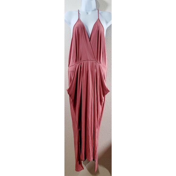 Bluheaven Coral Pink Spaghetti Strap Hi Low Dress Large Flowy Pockets Soft - Picture 1 of 6